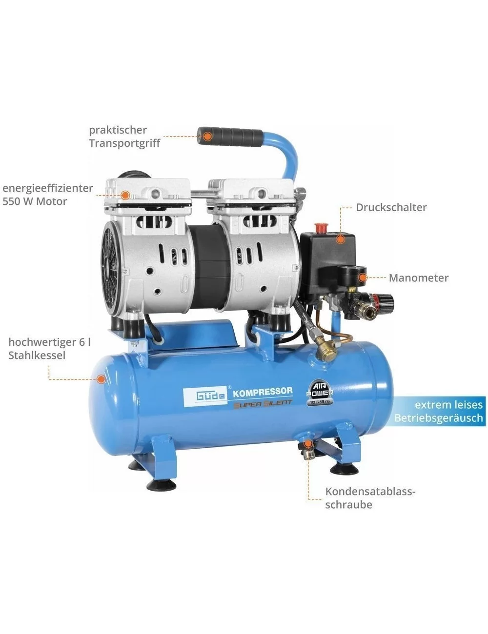 Gereedschapplek|GereedschapplekGude Compressor AIRPOWER 105/8/6 SILENT